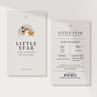 Étiquette de vêtement avec prix, taille, style et