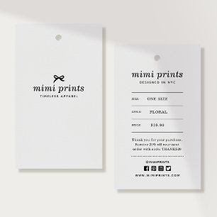 Étiquette de vêtement avec prix, taille, style et 