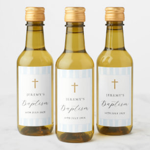 Étiquette de vin à rayures aquarelles bleues