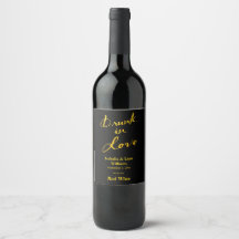 Étiquette de vin - Amoureux ivres - or et noir