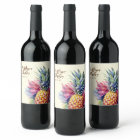 Étiquette de vin Ananas Aquarelle Nom et Date