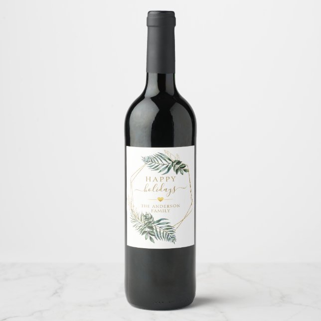 Étiquette de vin botanique de Noël spécifique au c (Devant)