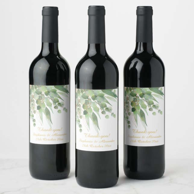 Étiquette de vin botanique Eucalyptus d'or blanc (Bouteilles)