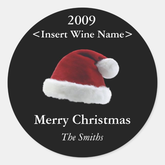 Étiquette de vin Customisé Santa Hat (Devant)