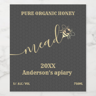 Étiquette de vin d'abeilles domestiques moderne