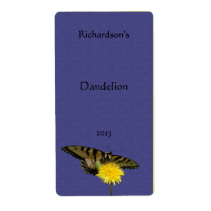Étiquette de vin Dandelion et Papillon
