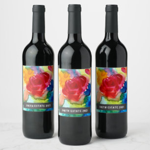 étiquette de vin d'art floral Abstrait