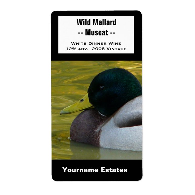 Étiquette de vin de canard - Mallard Photo (Devant)
