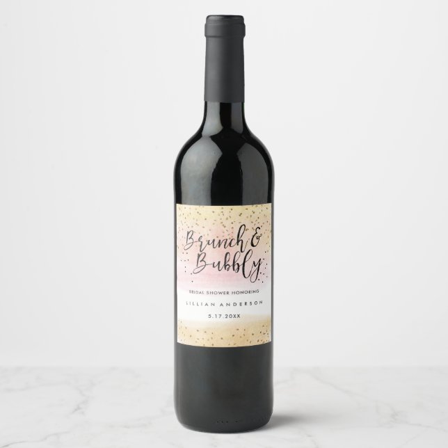 Étiquette de vin de Fête des mariées Brunch et Bub (Devant)