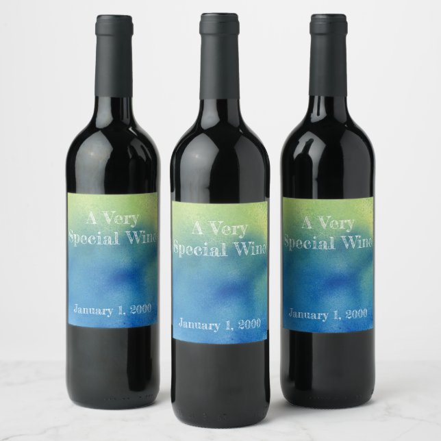 Étiquette de vin de jet d'aquarelle de vert bleu (Bouteilles)