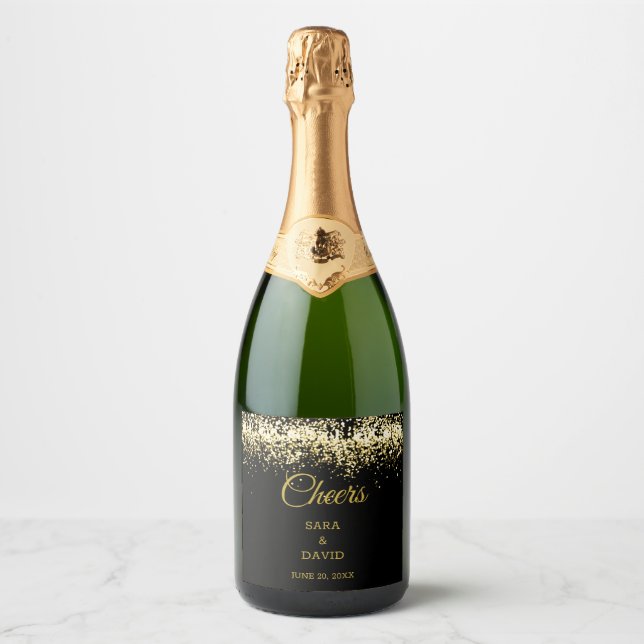 Étiquette de vin de luxe noir et or (Devant)