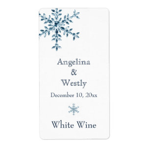 Étiquette de vin de mariage de charme d'hiver