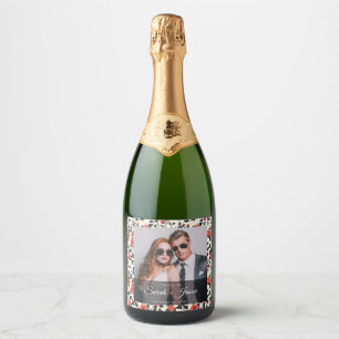 Étiquette de vin de mariage Fleur sauvage Rose cla