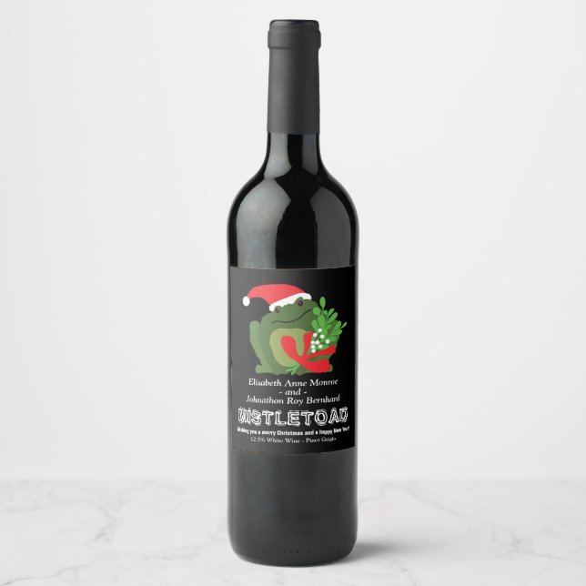 Étiquette de vin de Noël Mistle'toad (Devant)