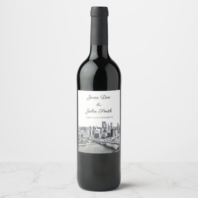 Étiquette de vin de Pittsburgh personnalisé (Devant)