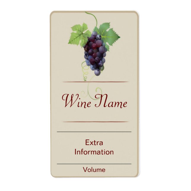 Étiquette de vin de raisin rouge (Devant)