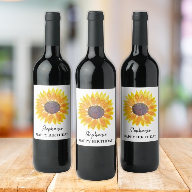 Étiquette de vin de tournesol personnalisé (Créateur téléchargé)