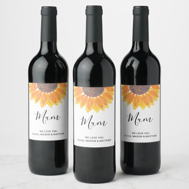 Étiquette de vin de tournesol pour maman personnal (Bouteilles)