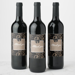 Étiquette de vin en lin et dentelle