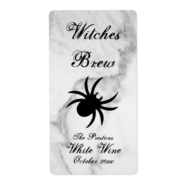 Étiquette de vin en marbre noir Spider Classy (Devant)