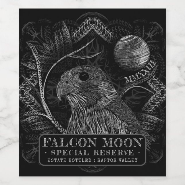 Étiquette de vin Falcon Pleine lune (Étiquettes simples)