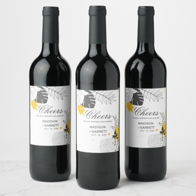 Étiquette de vin Feuille tropical (Bouteilles)