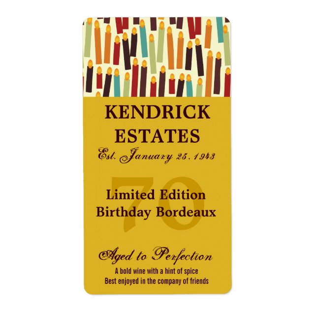 Étiquette de vin Gold Birthday (375ml) (Devant)