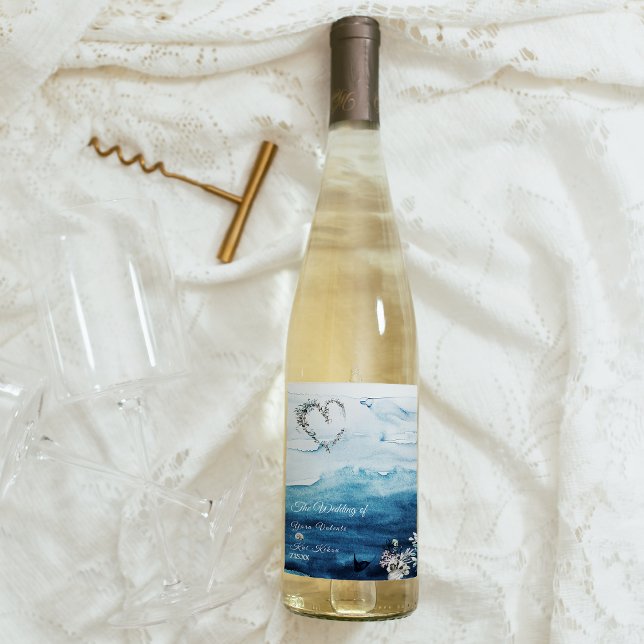 Étiquette de vin Mariage de l'océan rustique (Créateur téléchargé)