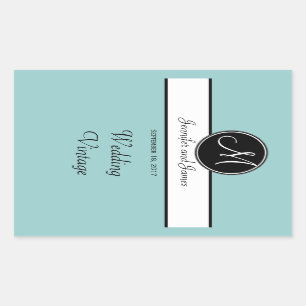 Étiquette de vin Mariage de Monogramme noir blanc