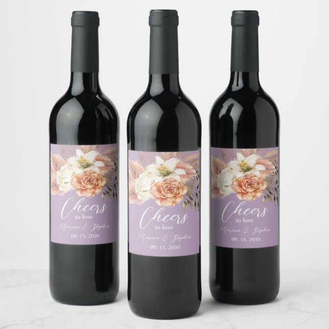 Étiquette de vin Mariage de Pêche Rustique (Bouteilles)