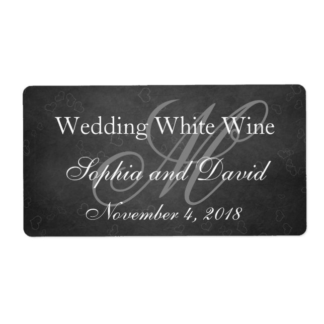Étiquette de vin Mariage de tableau noir Monogramm (Devant)