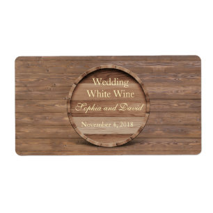 Étiquette de vin Mariage en bois rustique