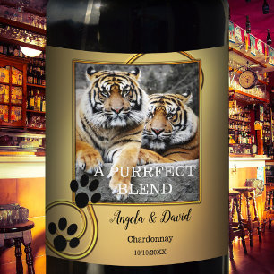Étiquette de vin Mariage personnalisable Big Cats
