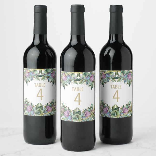 Étiquette de vin Mariage pourpre Numéro de table (Bouteilles)