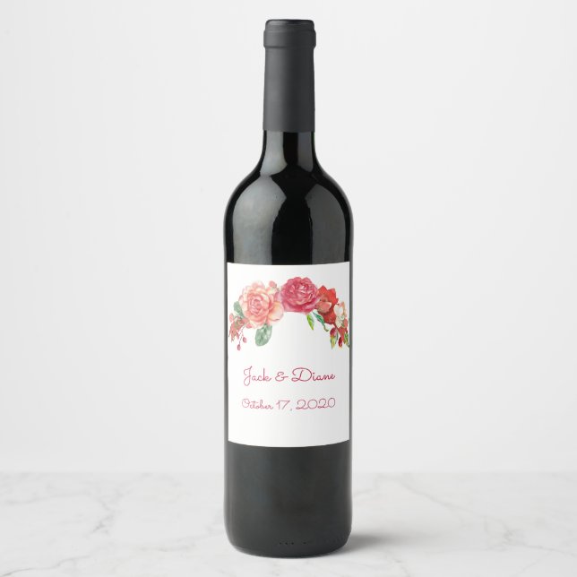 Étiquette de vin Mariage rose et Pêche (Devant)