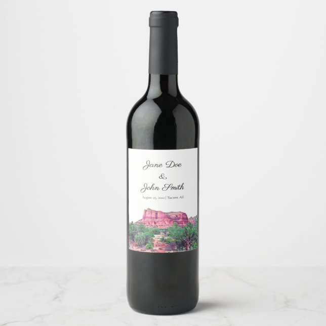 Étiquette de vin Mariage Sedona Arizona personnali (Devant)