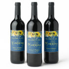 Étiquette de vin Mariage Sunflower bleu