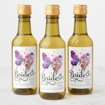 Étiquette de vin miniature nom de papillon floral 