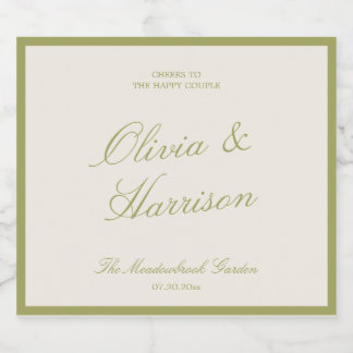 Étiquette de vin mousseux de mariage Olive Estate