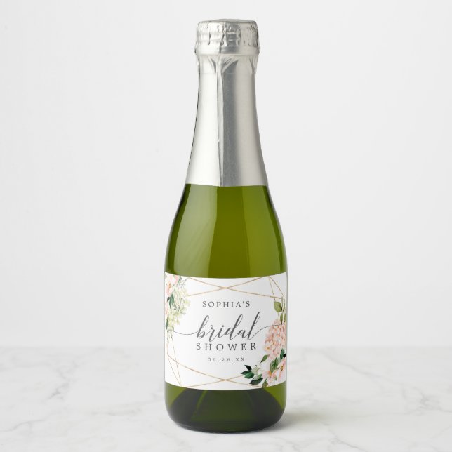 Étiquette de vin mousseux Hydrangea Fête des marié (Devant)