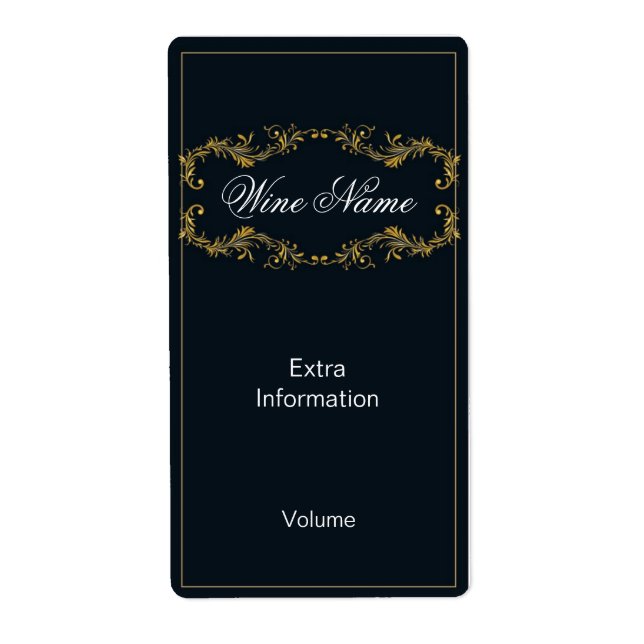 Étiquette de vin noir classique (Devant)