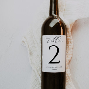Étiquette de vin Numéros de table Luxe Script Mari
