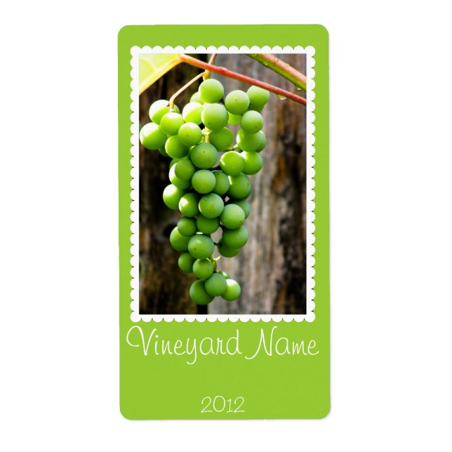Étiquette de vin personnalisé au raisin vert (Devant)