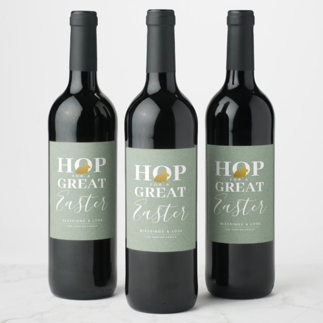 Étiquette de vin personnalisé de Pâques élégant (Bouteilles)