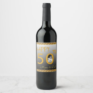Étiquette de vin personnalisé Happy 50th Anniversa