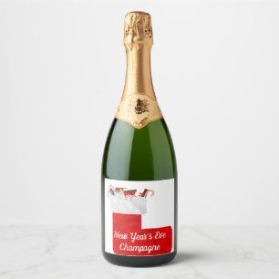 Étiquette de vin pétillant le soir du Nouvel An