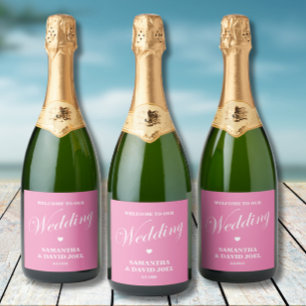 Étiquette de vin pétillant rose élégant pour maria