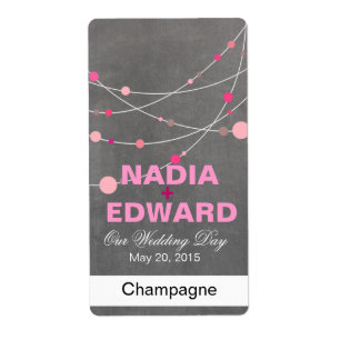Étiquette de vin rose Chalkboard Strands élégant