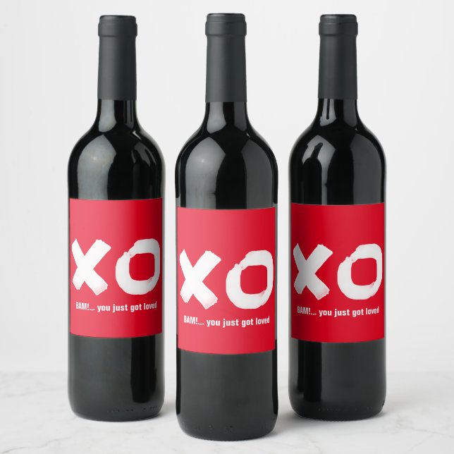 Étiquette de vin rouge et blanc Kiss Hug (Bouteilles)