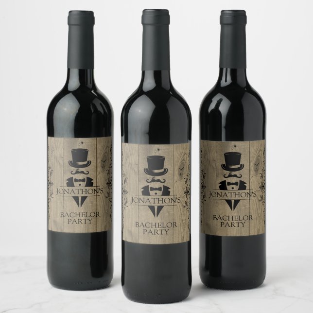 Étiquette de vin rustique du Bachelor Party (Bouteilles)